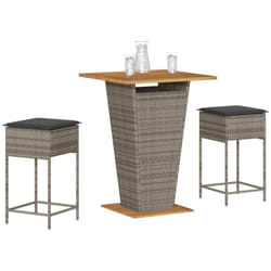 Ensemble De Bar De Jardin 3 Pcs Et Coussins Gris Résine Tressée Vidaxl