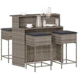 Vidaxl - Ensemble de bar de jardin 5 pcs avec coussins gris poly rotin