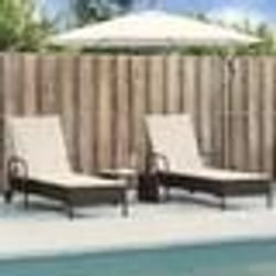 vidaXL Chaises longues avec coussins lot de 2 marron résine tressée