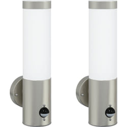 Vidaxl - Luminaires muraux extérieurs avec capteur 2 pcs Argent Acier inoxydable IP44