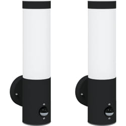 Luminaires muraux d'extérieur avec capteur 2 pcs Noir en acier inoxydable IP44 Vidaxl