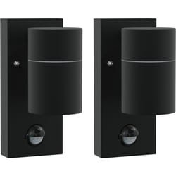 Appliques murales extérieures avec détecteur 2 pcs Acier inoxydable noir IP44 Vidaxl