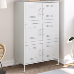 Ce buffet haut robuste de style industriel constitue un supplément intemporel à votre salon ou à votre chambre à coucher. Cad ...