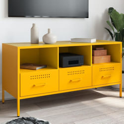 Vidaxl - Meuble tv jaune moutarde 100,5x39x50,5 cm acier