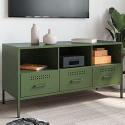 Vidaxl - Meuble tv vert olive 100,5x39x50,5 cm acier