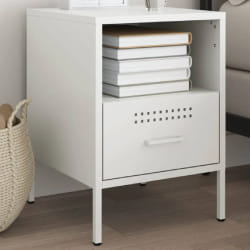 vidaXL Table de chevet blanc 36x39x50,5 cm acier