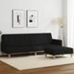 vidaXL Canapé-lit à 2 places avec repose-pied noir tissu