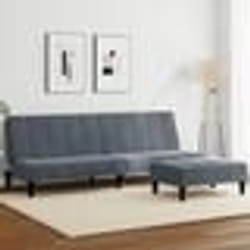 vidaXL Canapé-lit à 2 places avec repose-pied gris foncé velours