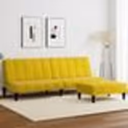 vidaXL Canapé-lit à 2 places avec repose-pied jaune velours