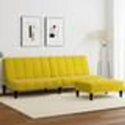 vidaXL Canapé-lit à 2 places avec repose-pied jaune velours
