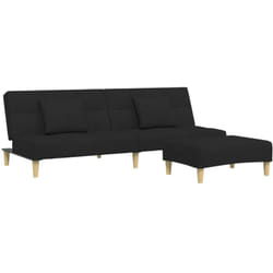 Vidaxl - Canapé-lit à 2 places avec repose-pied noir tissu