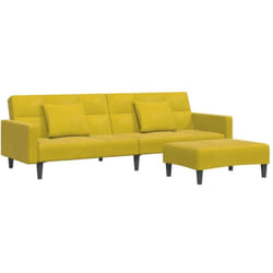 Vidaxl - Canapé-lit à 2 places avec repose-pied jaune velours