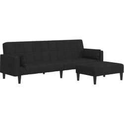 Canapé-lit à 2 places avec repose-pied noir tissu vidaXL