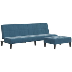 Vidaxl - Canapé-lit à 2 places avec repose-pied bleu velours