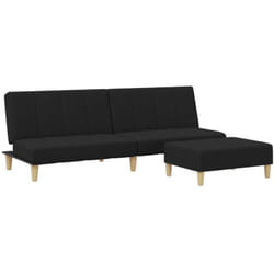 Vidaxl - Canapé-lit à 2 places avec repose-pied noir tissu
