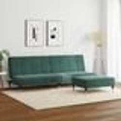 vidaXL Canapé-lit à 2 places avec repose-pied vert foncé velours