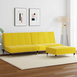 Vidaxl - Canapé-lit à 2 places avec repose-pied jaune velours
