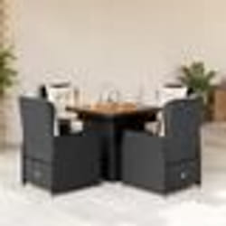 vidaXL Ensemble à manger de jardin coussins 5pcs Noir Résine tressée