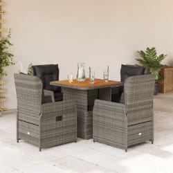 vidaXL Ensemble à manger jardin 5 pcs - Gris