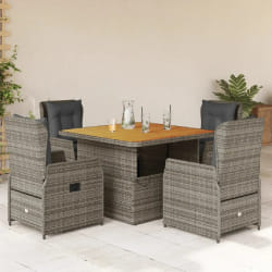 vidaXL Ensemble à manger jardin 5 pcs - Gris