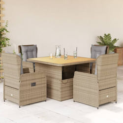 Vidaxl - Ensemble à manger de jardin avec coussins 5pcs Beige poly rotin