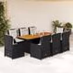 vidaXL Ensemble à manger de jardin 9pcs coussins noir résine tressée