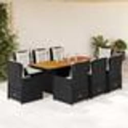 vidaXL Ensemble à manger de jardin 9pcs coussins noir résine tressée