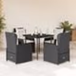 vidaXL Ensemble à manger de jardin coussins 5pcs Noir Résine tressée