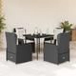 vidaXL Ensemble à manger de jardin coussins 5pcs Noir Résine tressée