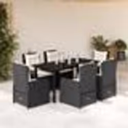 vidaXL Ensemble à manger de jardin coussins 7pcs Noir Résine tressée