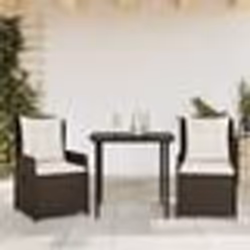 vidaXL Ensemble à manger de jardin 3 pcs et coussins marron poly rotin