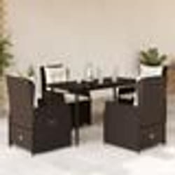vidaXL Ensemble à manger de jardin 5 pcs et coussins marron poly rotin
