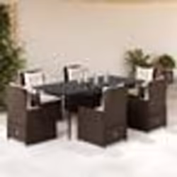 vidaXL Ensemble à manger de jardin et coussins 7 pcs marron rotin