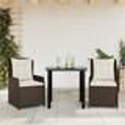 vidaXL Ensemble à manger de jardin 3 pcs et coussins marron poly rotin