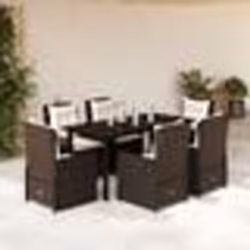 vidaXL Ensemble à manger de jardin et coussins 7 pcs marron rotin