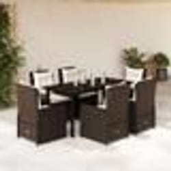 vidaXL Ensemble à manger de jardin et coussins 7 pcs marron rotin