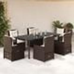 vidaXL Ensemble à manger de jardin et coussins 7 pcs marron rotin
