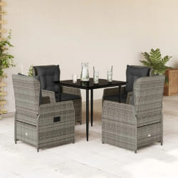 vidaXL Ensemble à manger de jardin 5 pcs résine tressée - Gris