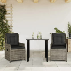 VidaXL Ensemble à manger de jardin 3 pcs - Gris