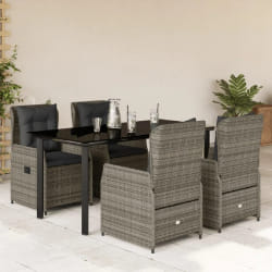 VIDAXL Ensemble à manger 5 pcs - Gris