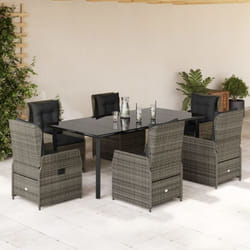 Vidaxl Ensemble À Manger De Jardin Et Coussins 7 Pcs Gris Rotin