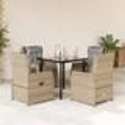vidaXL Ensemble à manger de jardin avec coussins 5pcs Beige poly rotin