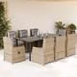 vidaXL Ensemble à manger de jardin et coussins 9 pcs beige Poly rotin