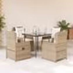 vidaXL Ensemble à manger de jardin avec coussins 5pcs Beige poly rotin