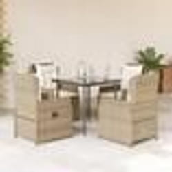 vidaXL Ensemble à manger de jardin avec coussins 5pcs Beige poly rotin