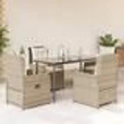vidaXL Ensemble à manger de jardin avec coussins 5pcs Beige poly rotin