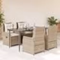 vidaXL Ensemble à manger de jardin avec coussins 5pcs Beige poly rotin
