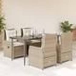 vidaXL Ensemble à manger de jardin avec coussins 5pcs Beige poly rotin