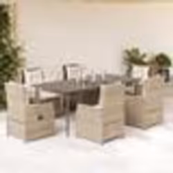 vidaXL Ensemble à manger de jardin et coussins 7 pcs beige poly rotin
