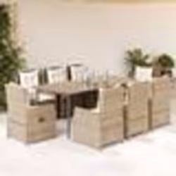 vidaXL Ensemble à manger de jardin et coussins 9 pcs beige Poly rotin